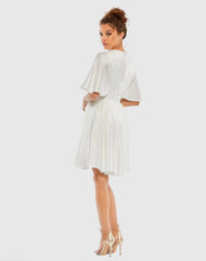 White Satin Flowy Flutter Sleeve Mini Dress