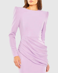 Purple Long Sleeve Mini Dress with Shoulder Pads
