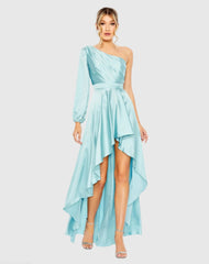 High Low One Shoulder Flowy Gown