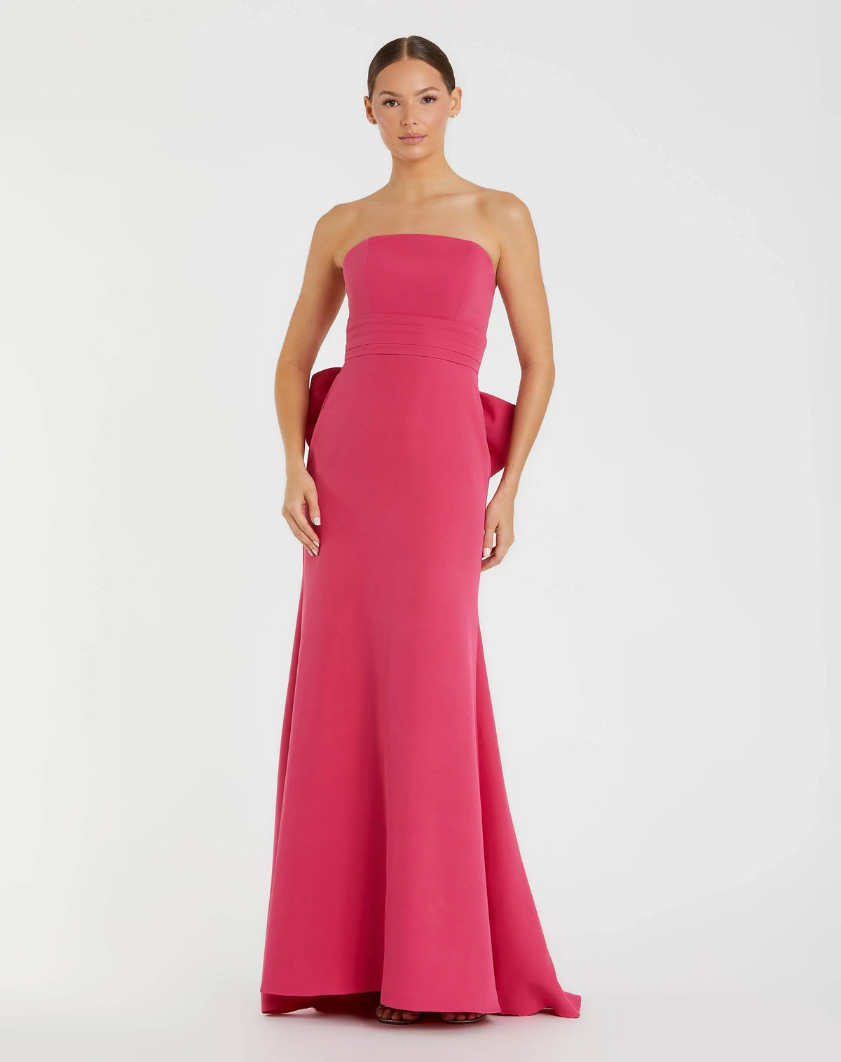 Pink Strapless Gown With Oversized Bow