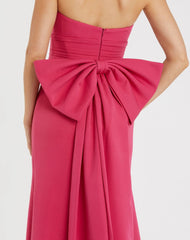 Pink Strapless Gown With Oversized Bow