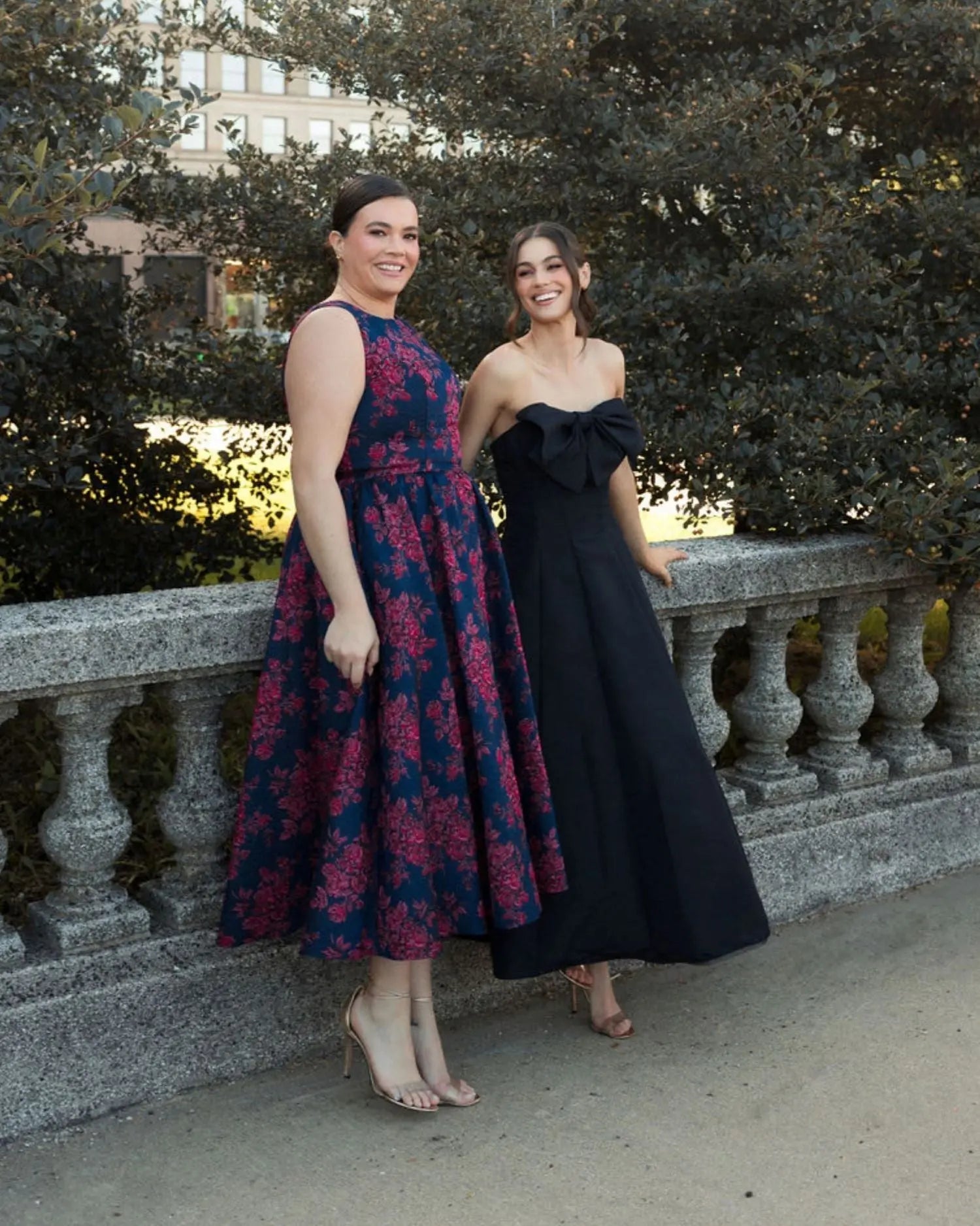 Navy Sleeveless Floral Embroidered Dress