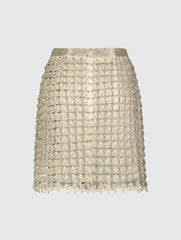 Silver and Beige Hand Beaded Mini Skirt - FINAL SALE